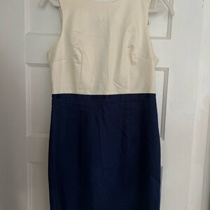 Elegant Navy and Cream Sleeveless Dress
